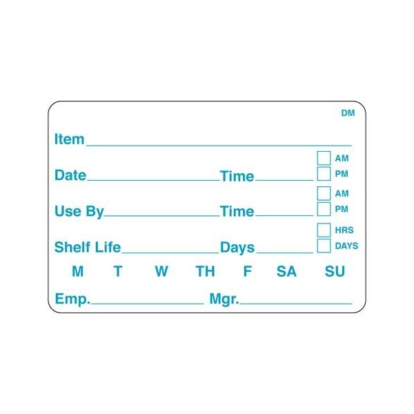 Dissolvable Adhesive 2"x3" Rectangle Shelf Life Label, PK1500